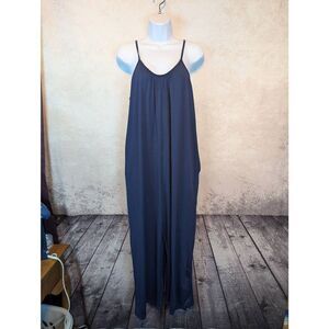Loose fit soft blue jumpsuit with pockets medium+